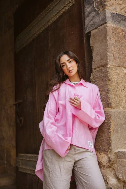 High-low Shirt In Pink