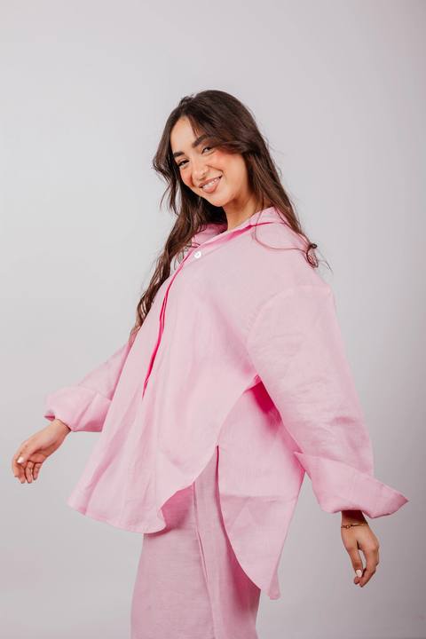 Daily Linen Shirt In Pink
