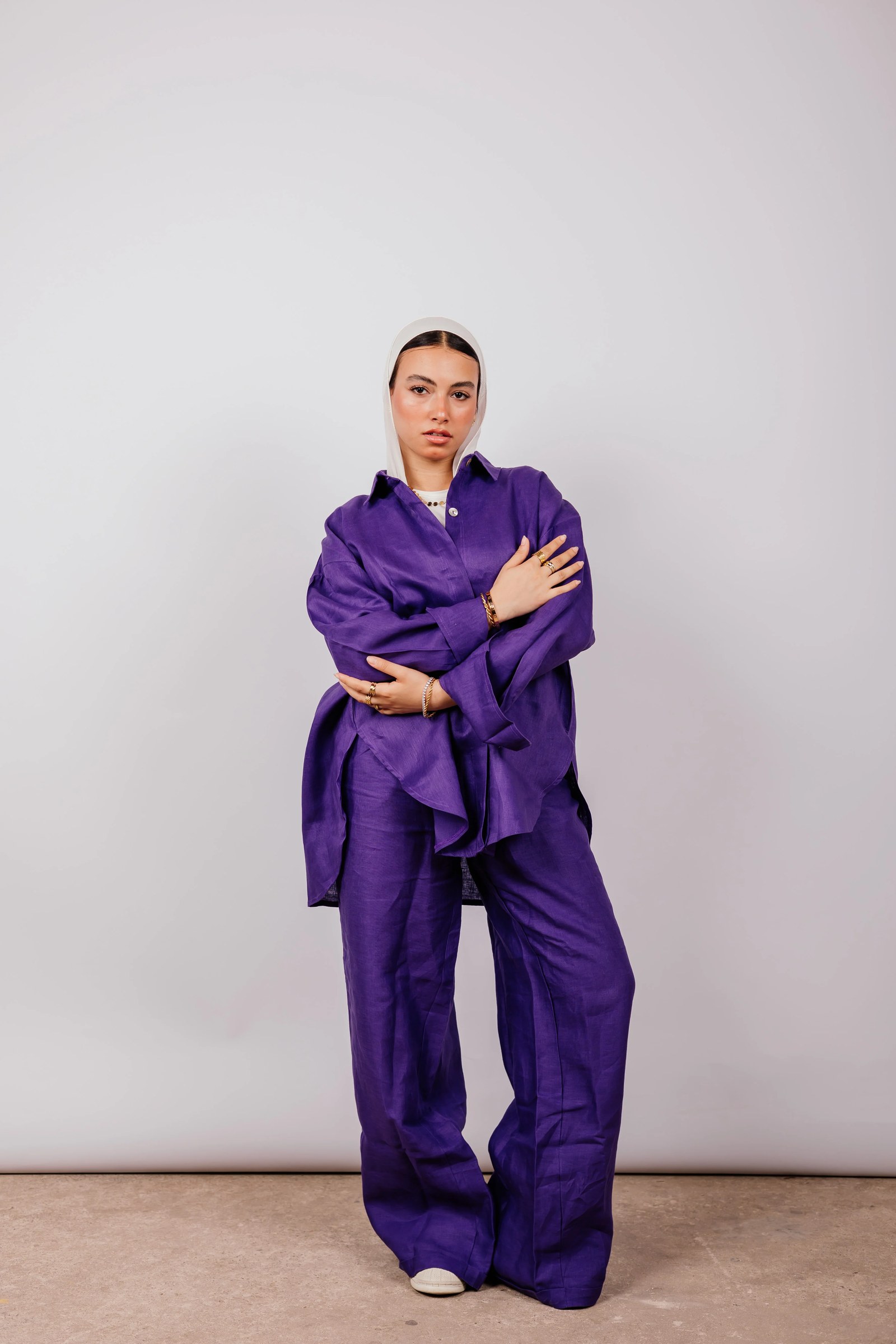 Daily Linen Shirt In Purple