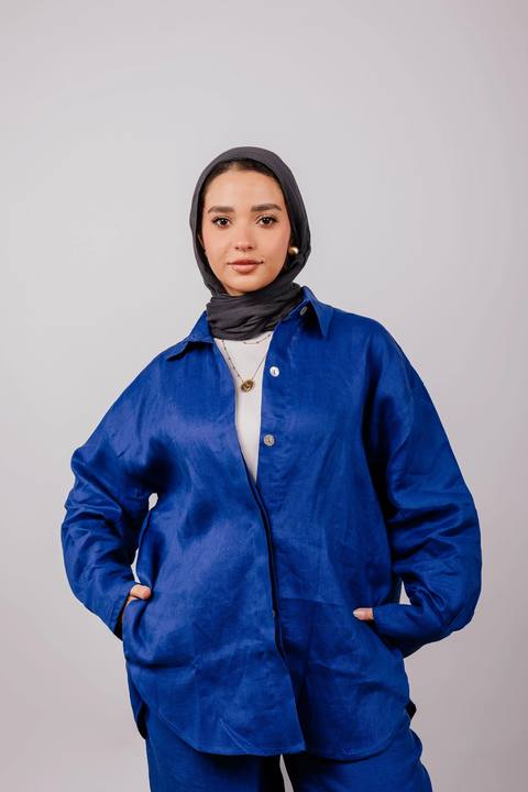 Daily Linen Shirt In Royal-blue