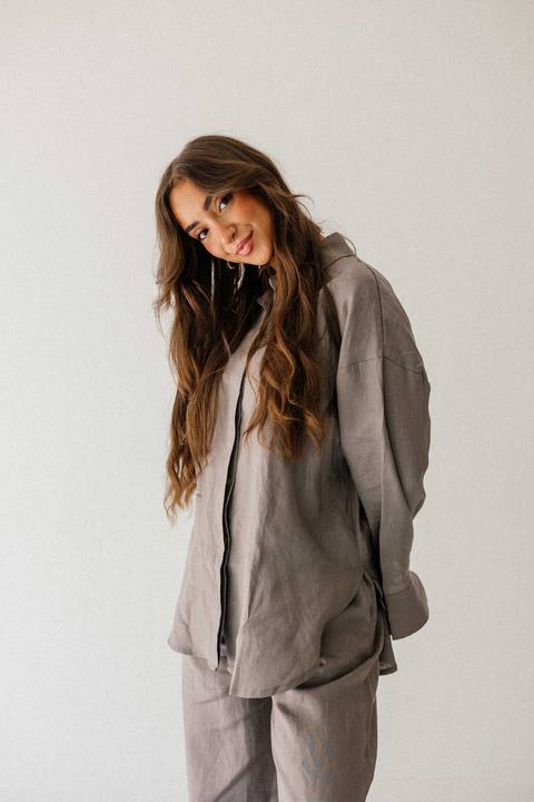 Daily Linen Shirt In Grey