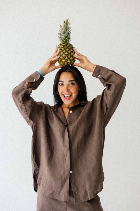 Daily Linen Shirt In Brown