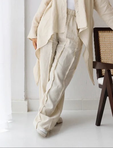 Unfinished Pant In Creamy