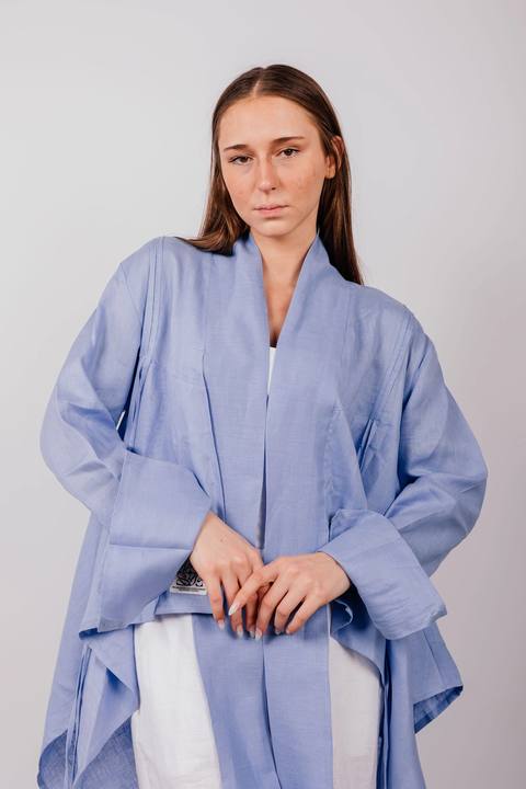 Double Collar With Fringes In Blue