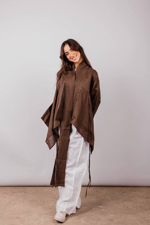 Double Collar with Fringes In Brown