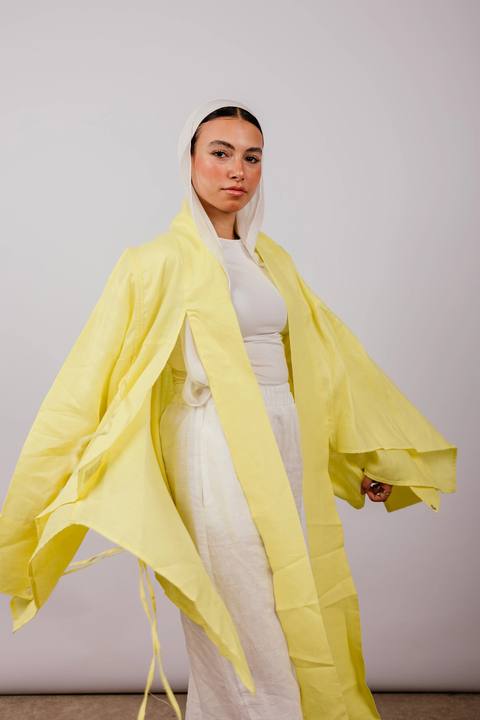 Double Collar With Fringes In Yellow