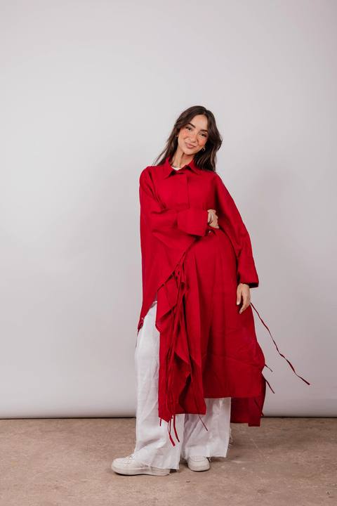 Long Fringes Shirt In Red