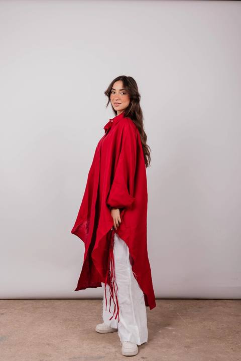 Long Fringes Shirt In Red