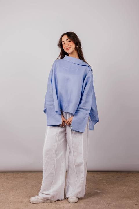 Collar Top In Blue