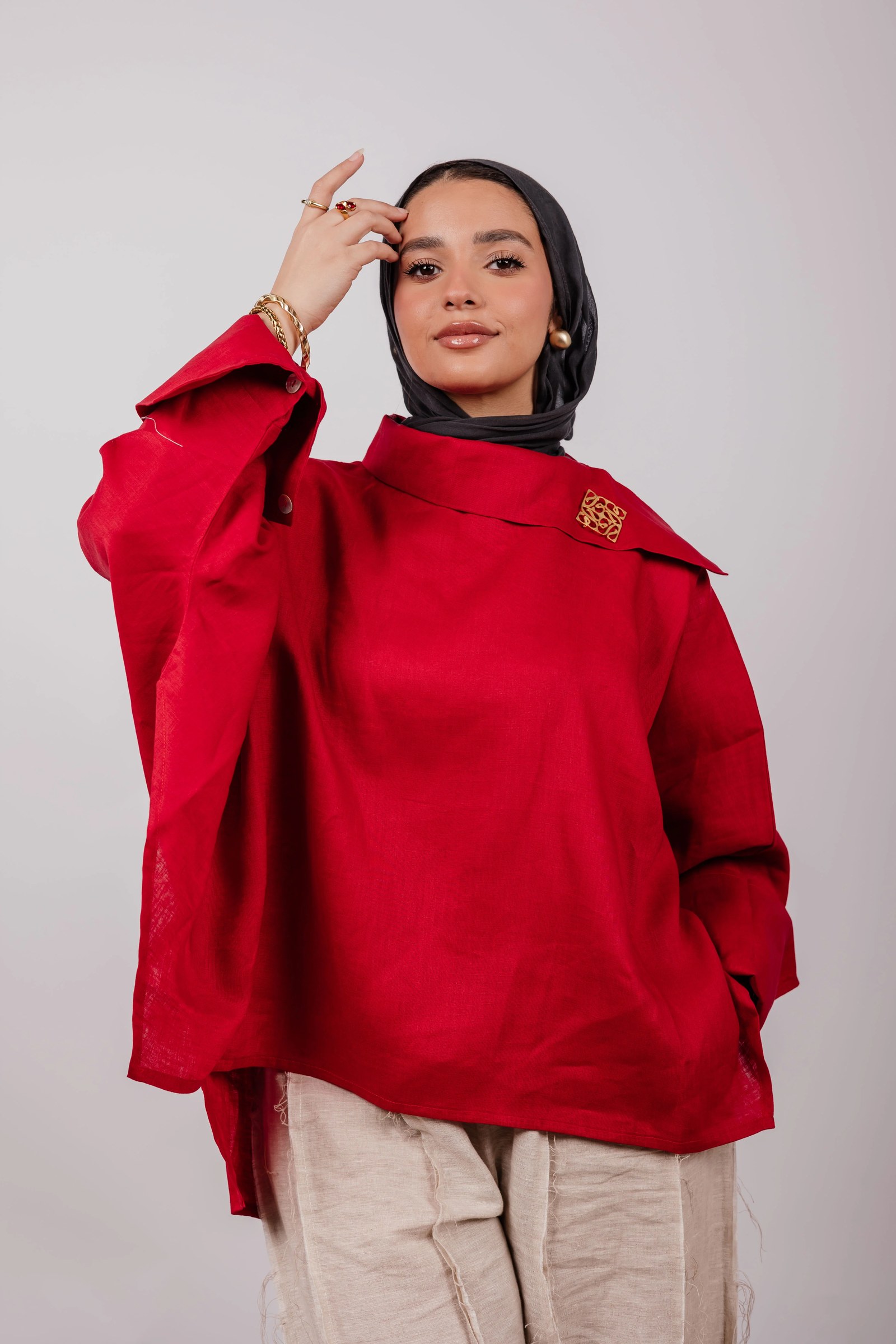 Collar Top In Red