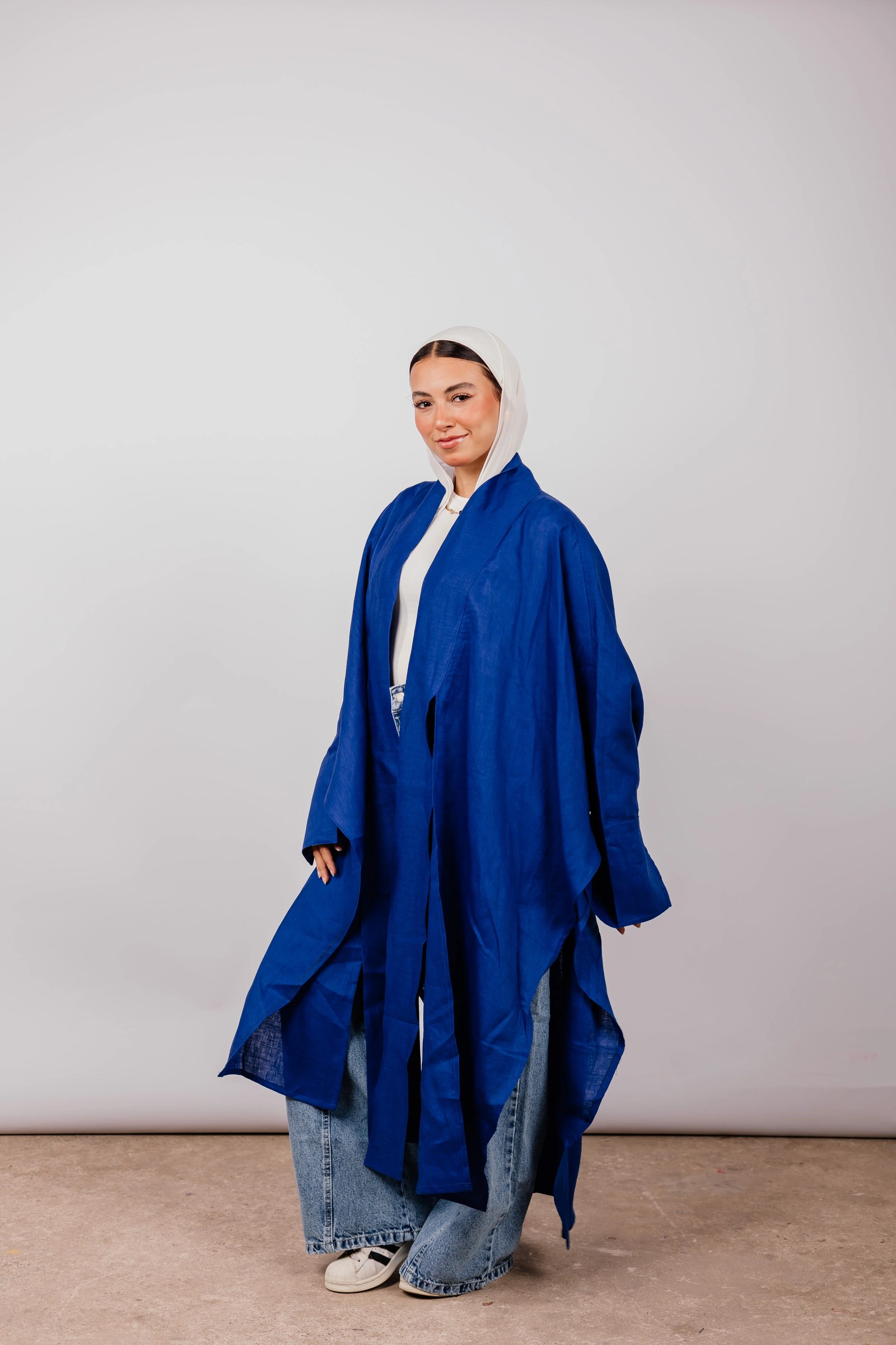 Double collar Kimono In Dark Royal blue