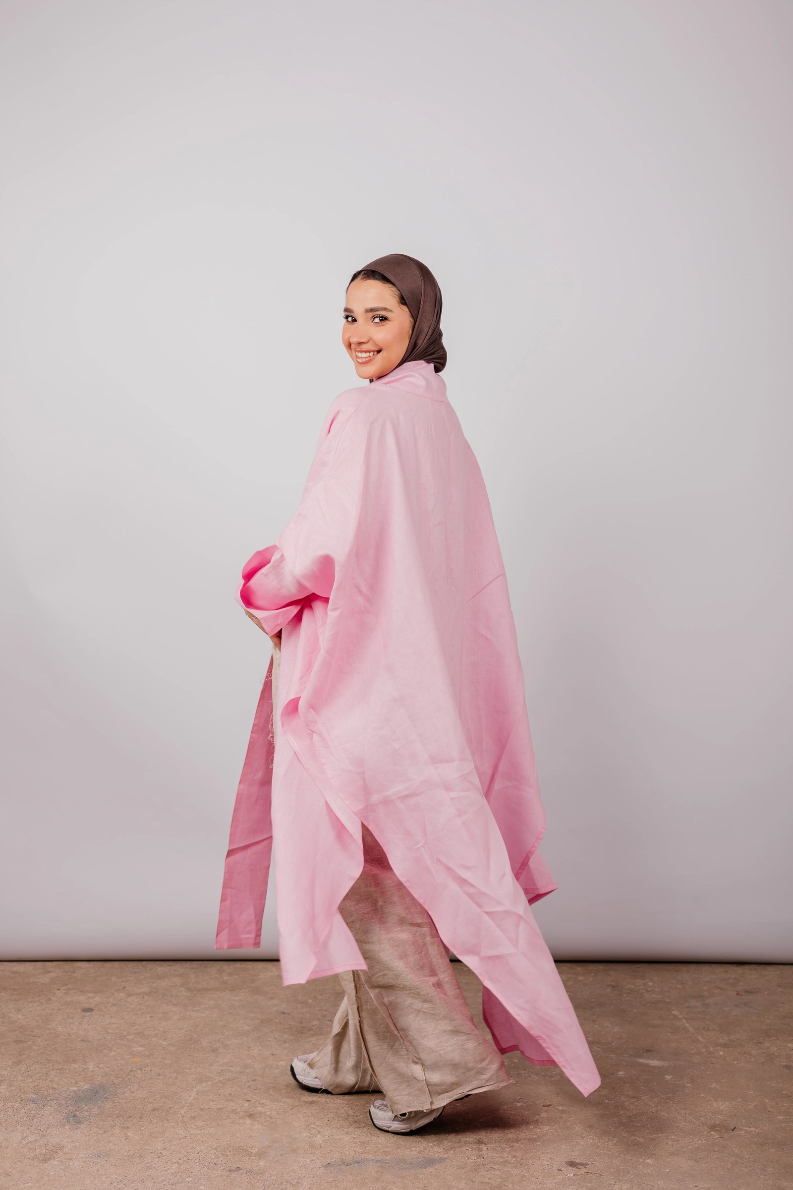 Double Collar Kimono In Pink