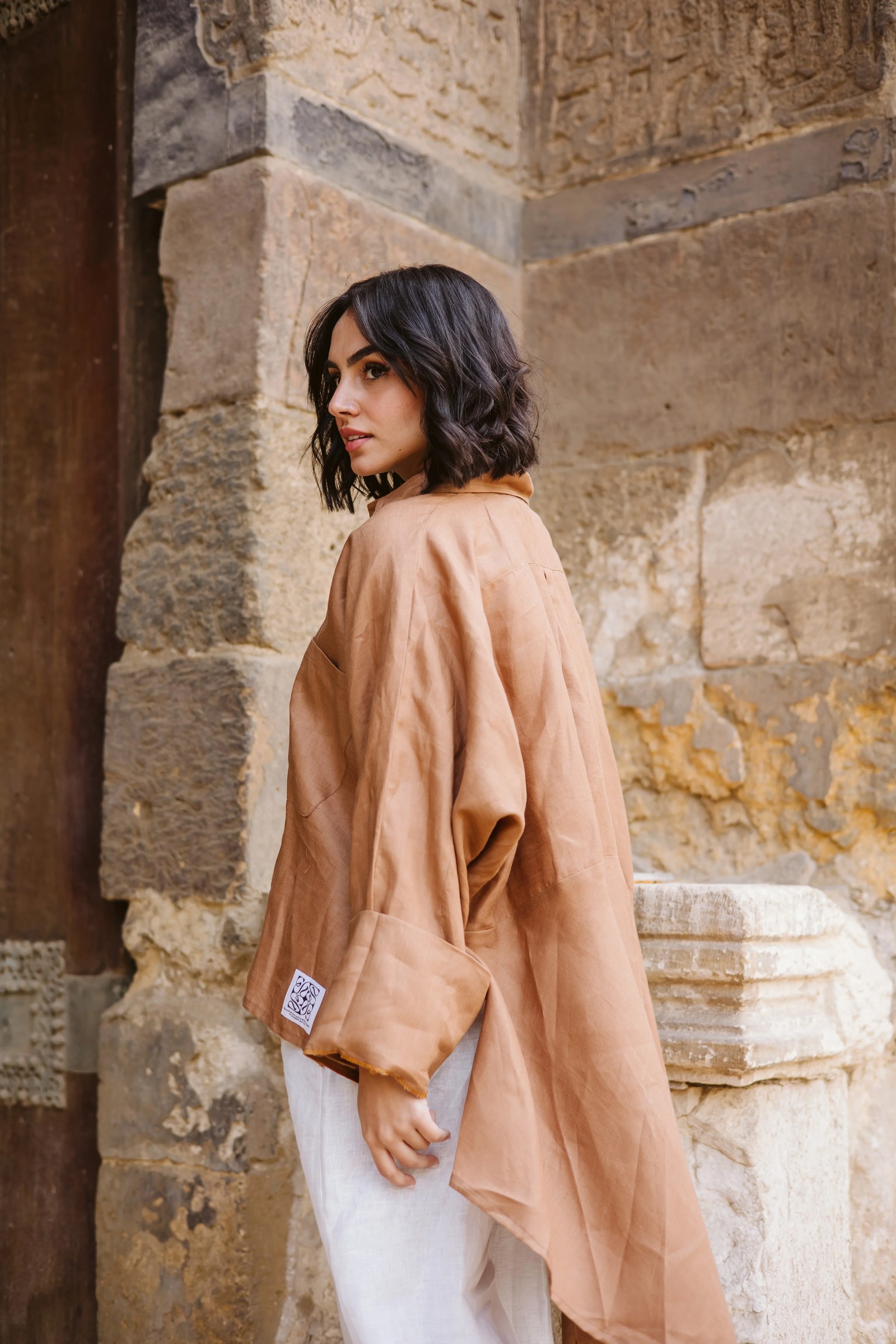 High-low Shirt In Camel