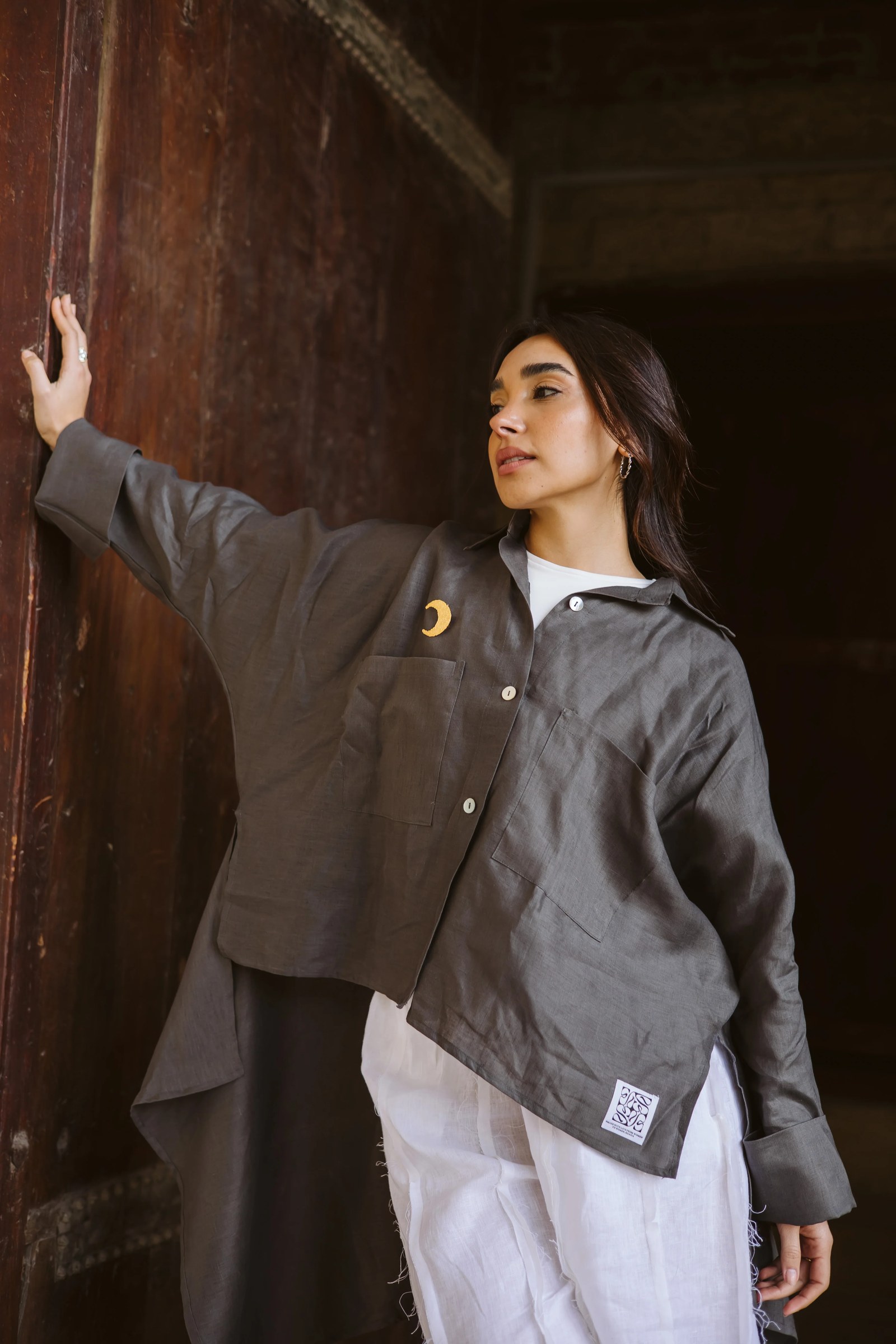 High-low Shirt In dark Griesh