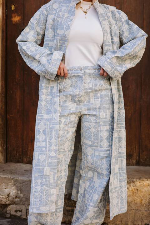 Embroidery Denim Pant