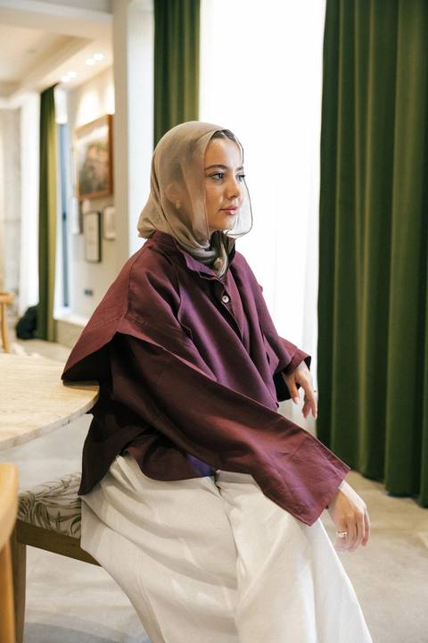Layered shirt In burgandy