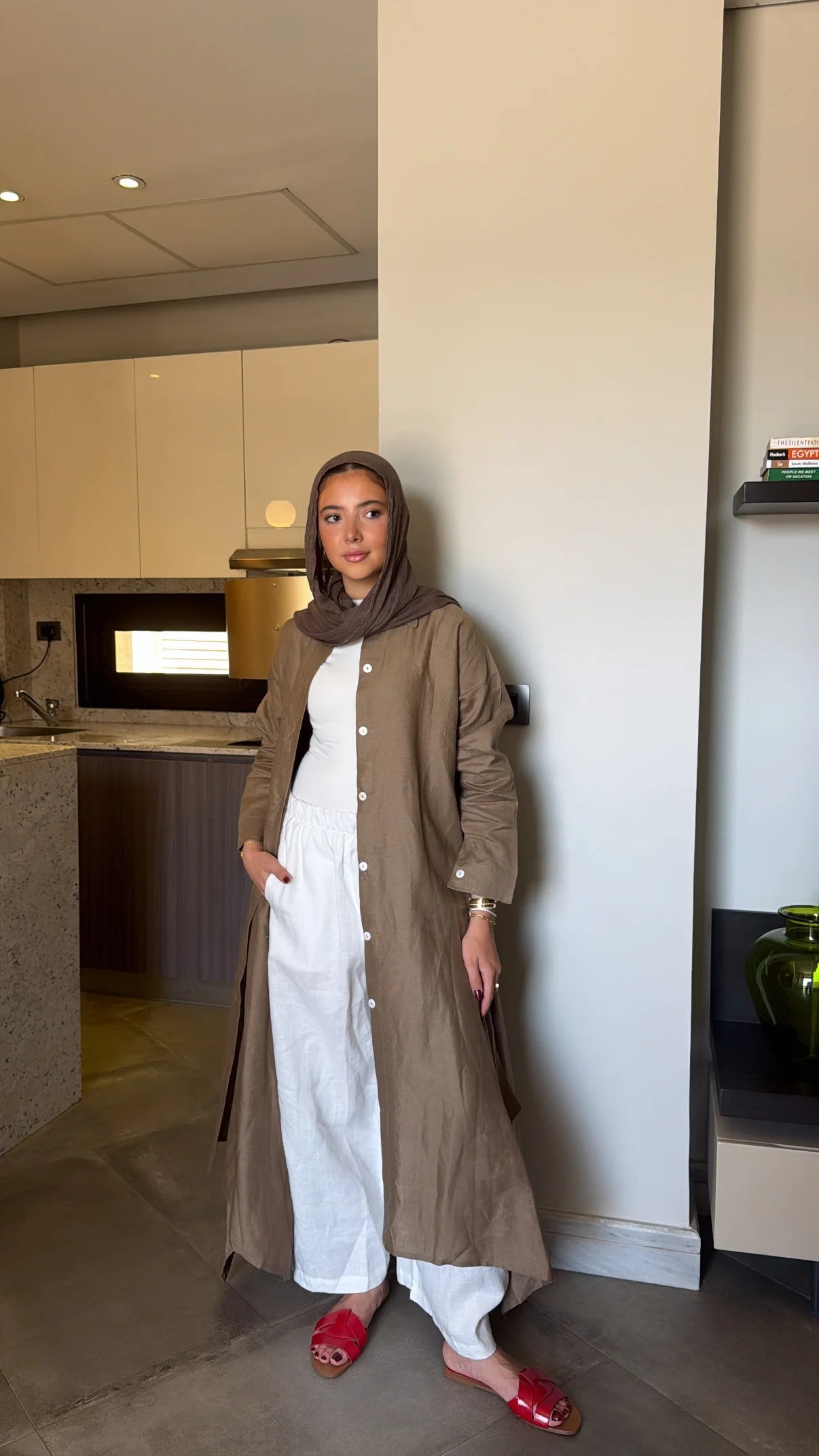 Long shirt in light brown