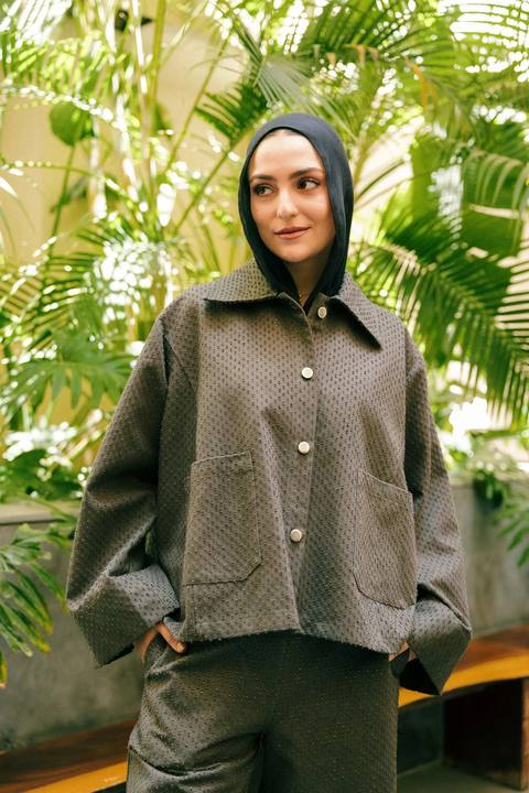 Dots denim set in griesh