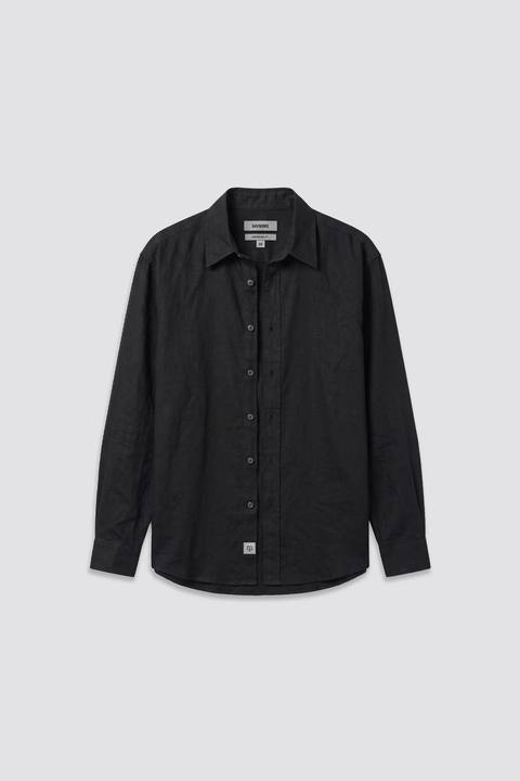 03C Oversized Linen Black Shirt