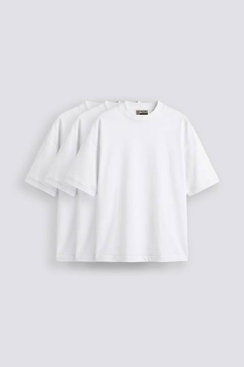 01E Oversized White Pack of 3 T-shirt