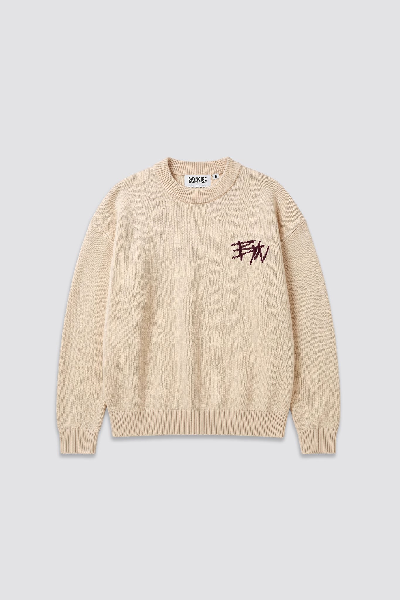 Cream Knitted BYN Emblem Sweatshirt