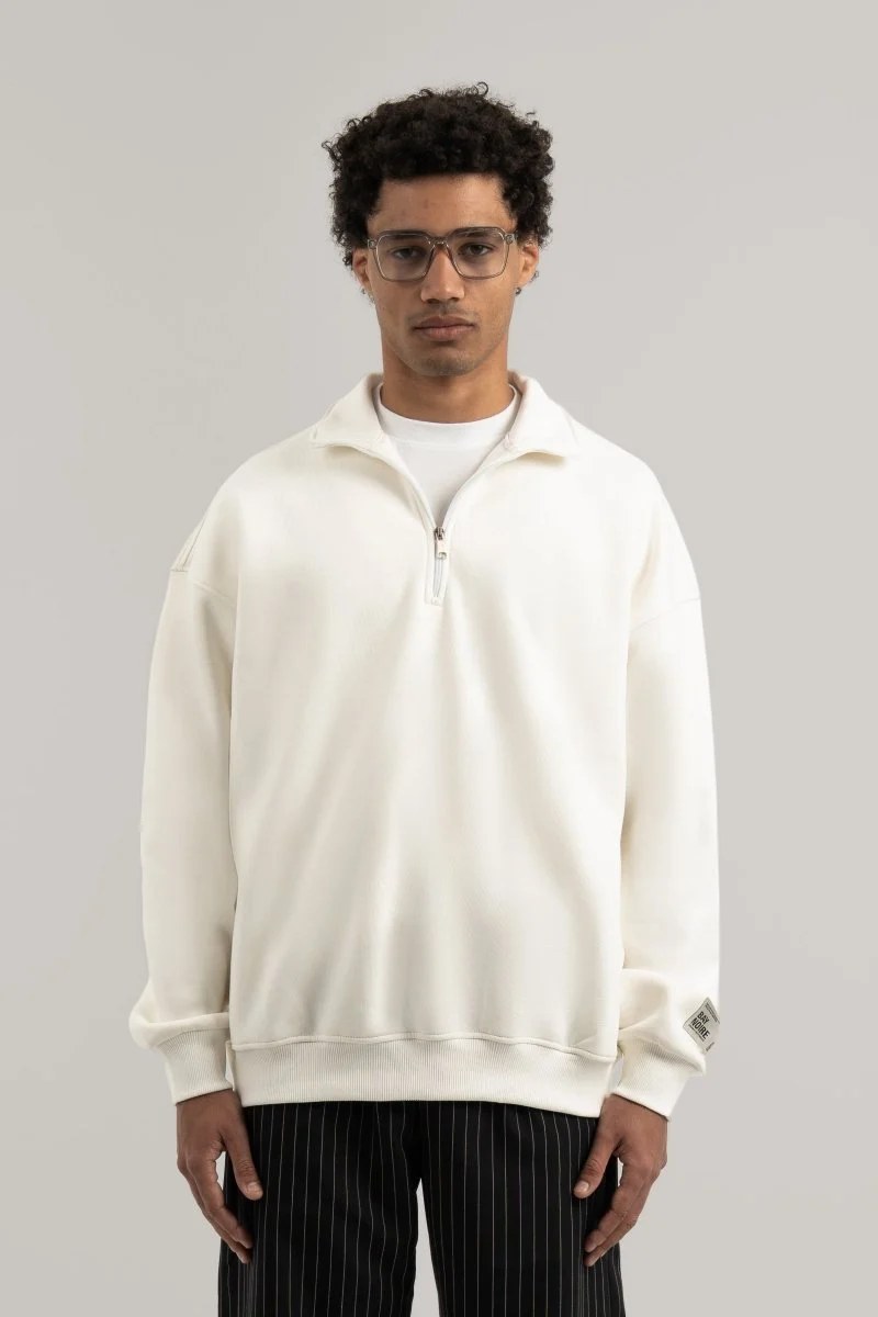 White Q-Zipper Sweatshirt V3