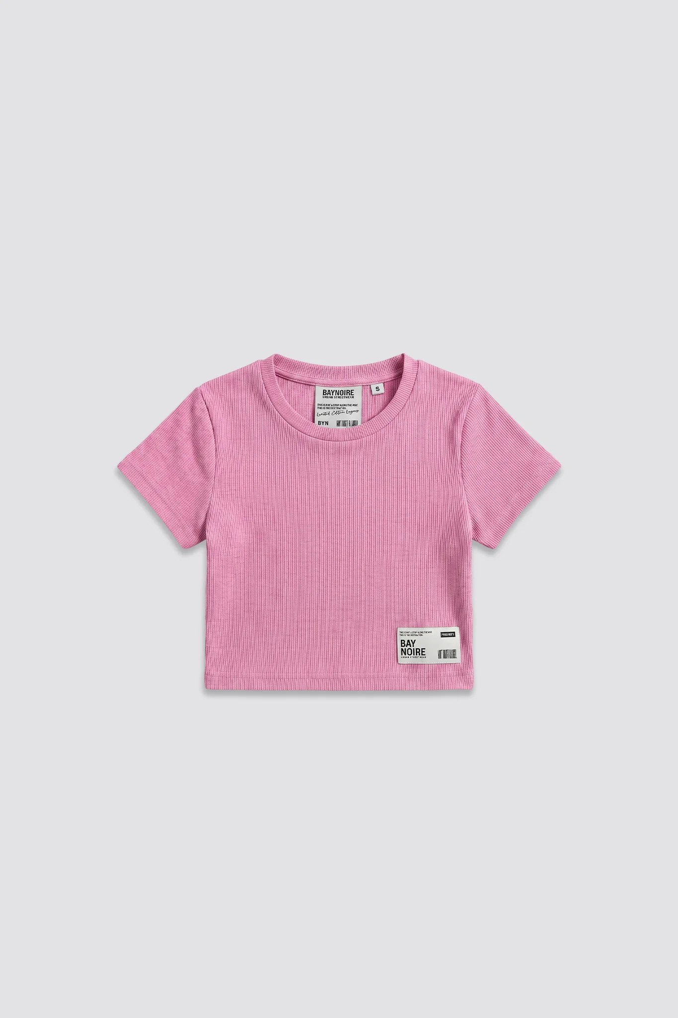 Pink Ribbed Cropped T-Shirt