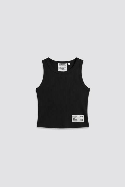 Black Ribbed Cropped Tank Top