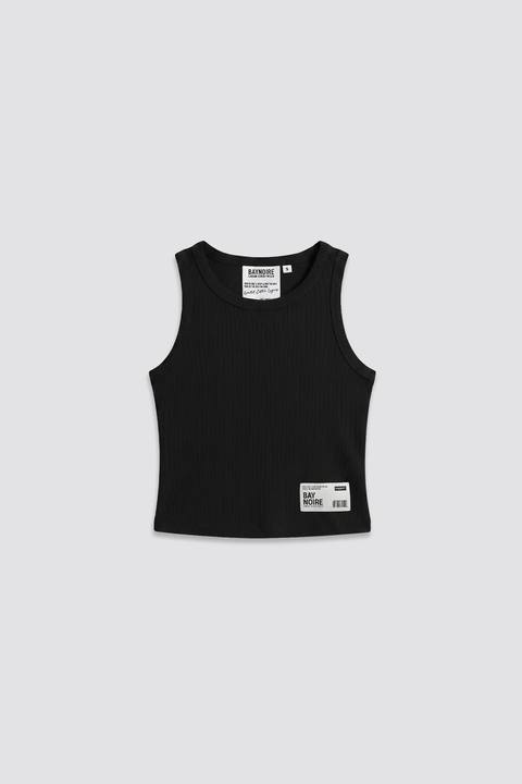 Black Ribbed Cropped Tank Top