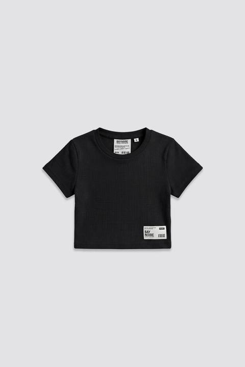 Black Ribbed Cropped T-Shirt