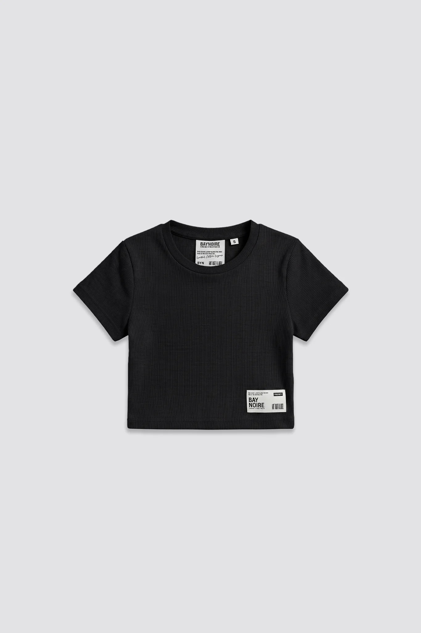 Black Ribbed Cropped T-Shirt