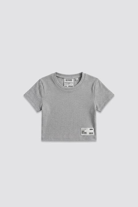 Grey Ribbed Cropped T-Shirt