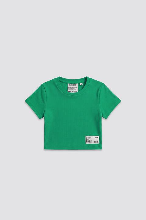 Green Ribbed Cropped T-Shirt