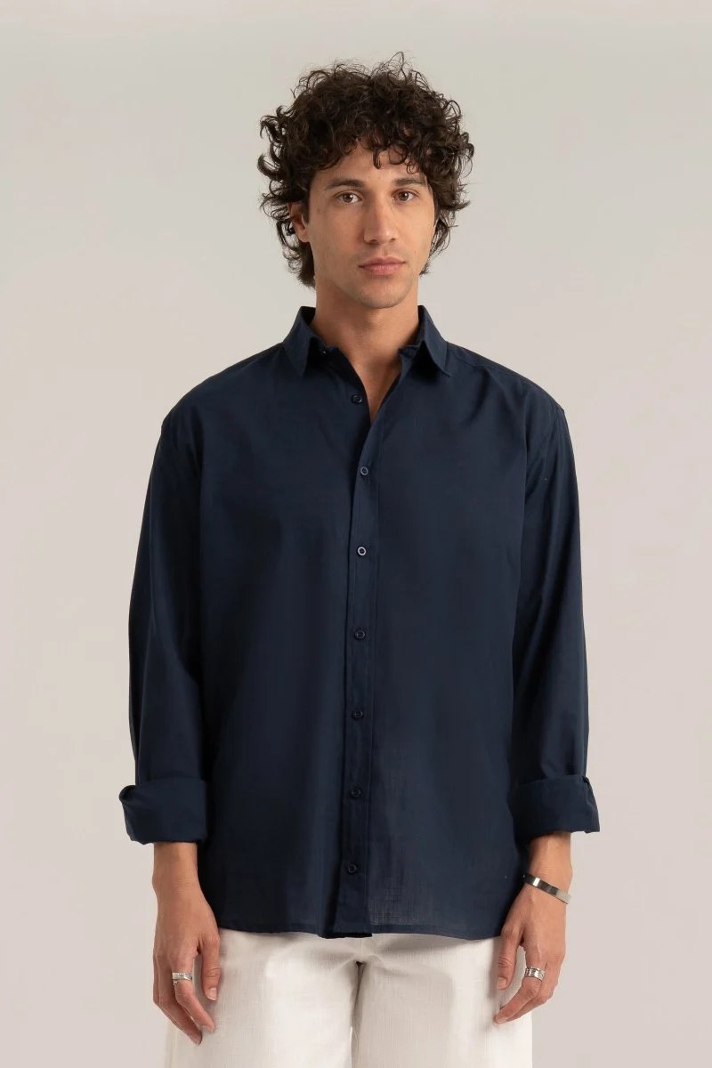 Navy C-Linen Shirt