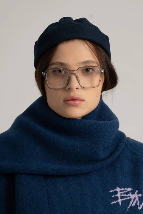 Navy Braided Wide Scarf