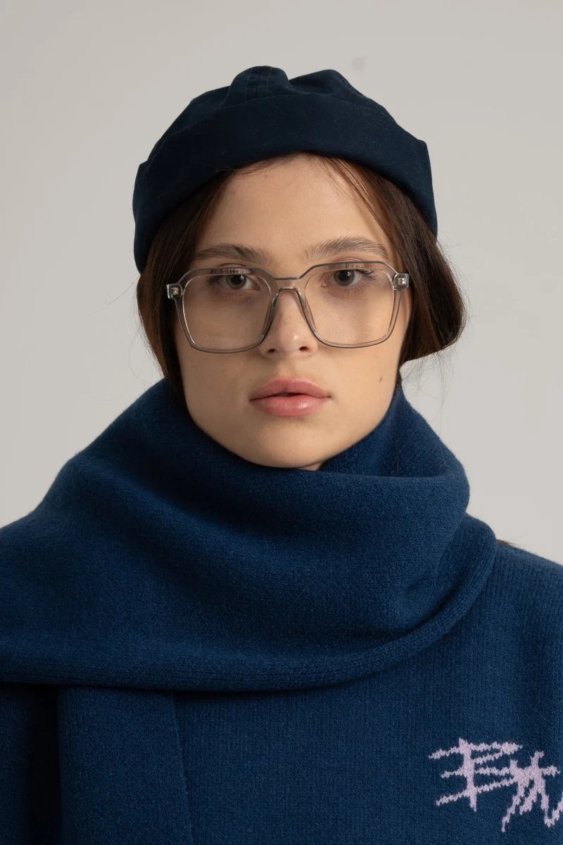 Navy Braided Wide Scarf