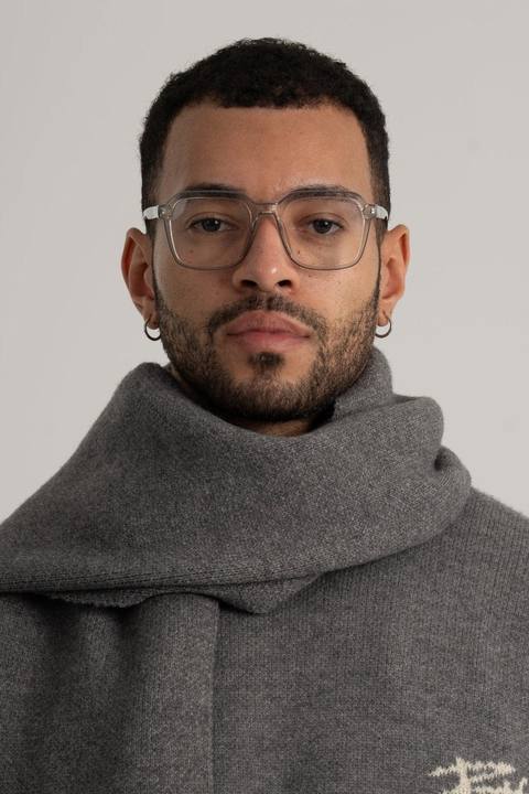 Grey Braided Wide Scarf