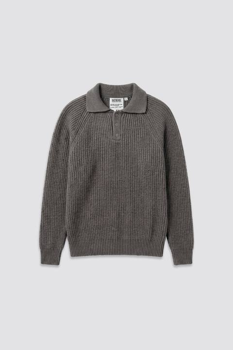 Dark Grey Ribbed Polo Knitted