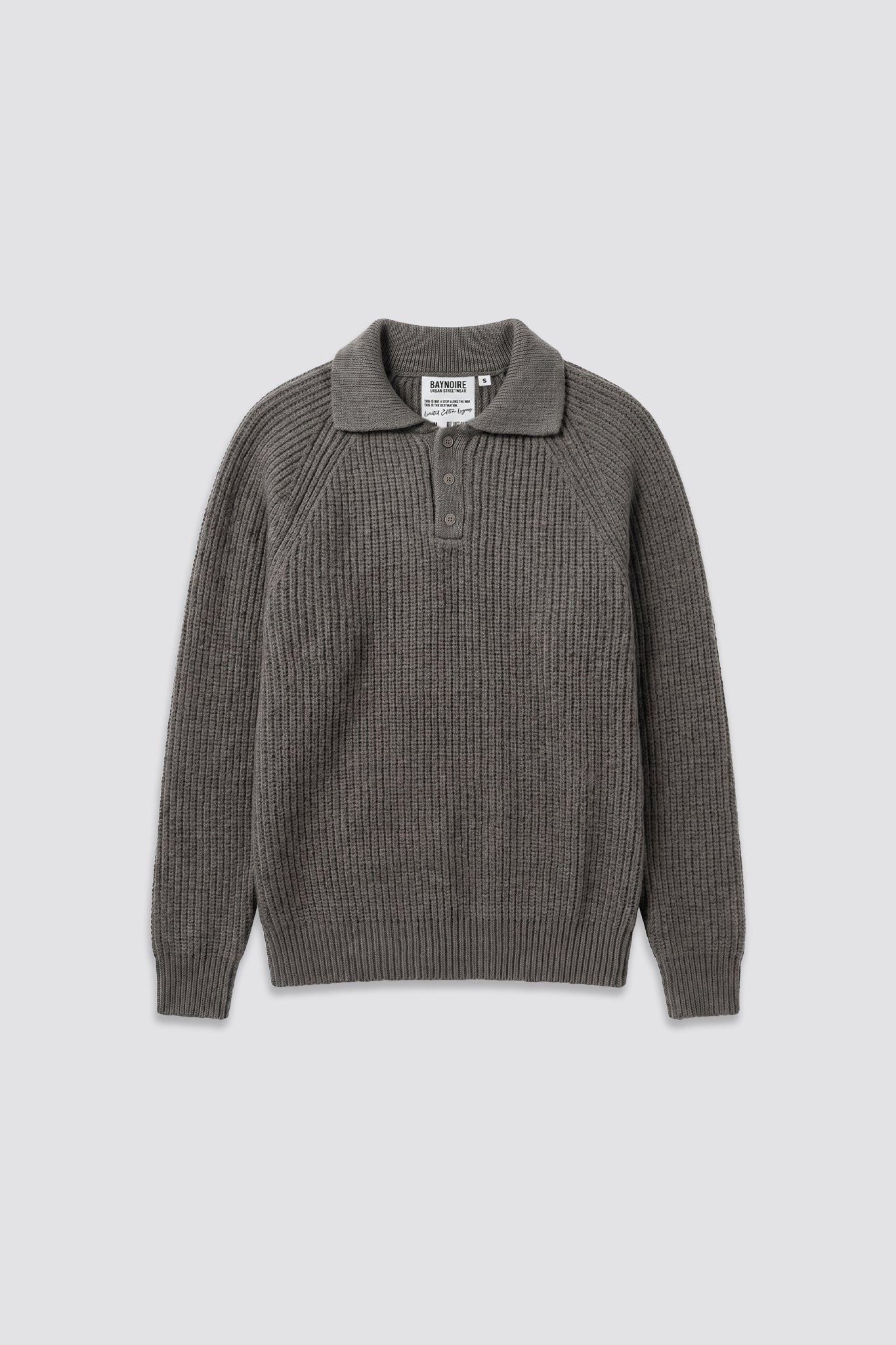 Dark Grey Ribbed Polo Knitted