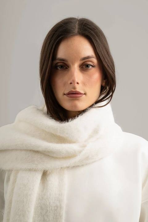 White Faux Wide Scarf