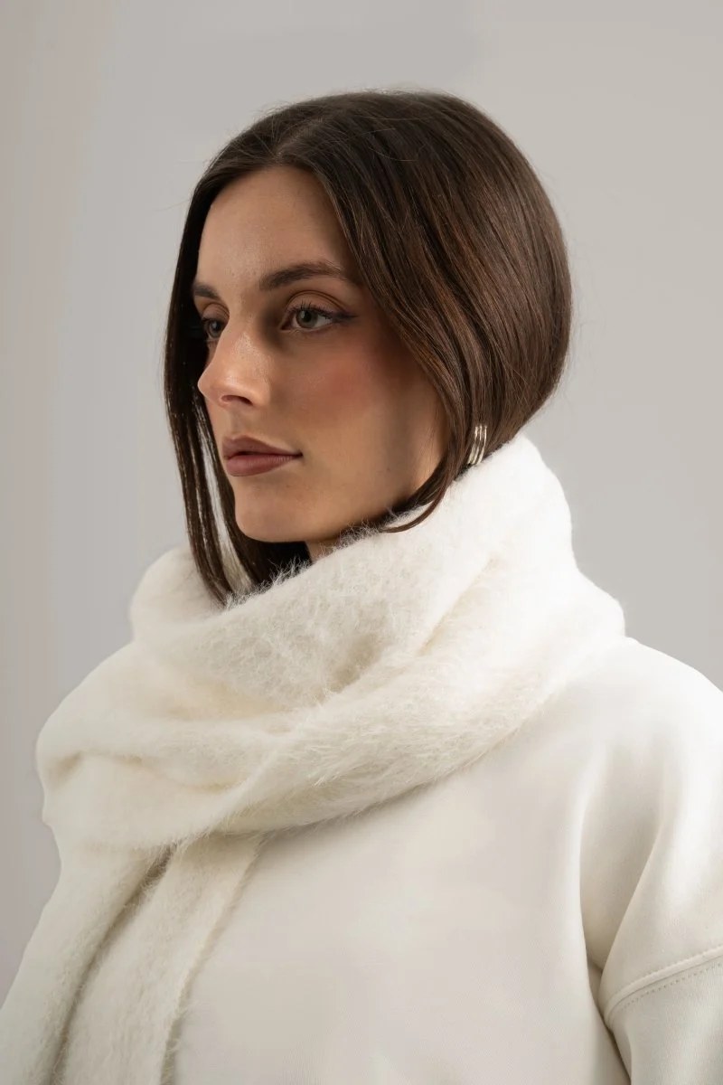 White Faux Wide Scarf