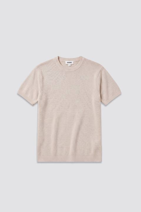03C Relaxed Cream Knit Cotton T-Shirt