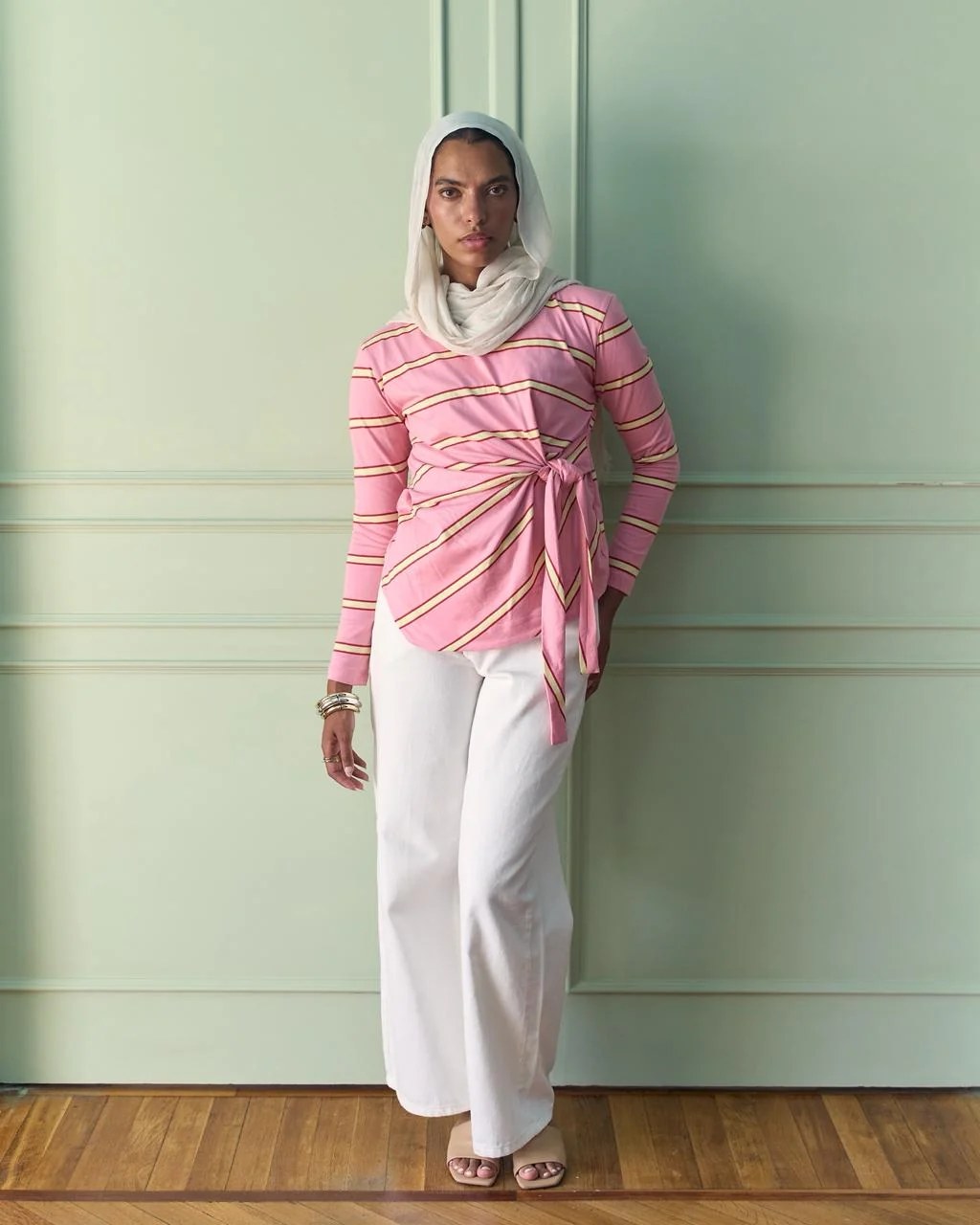 Striped Knot Tee - Pink