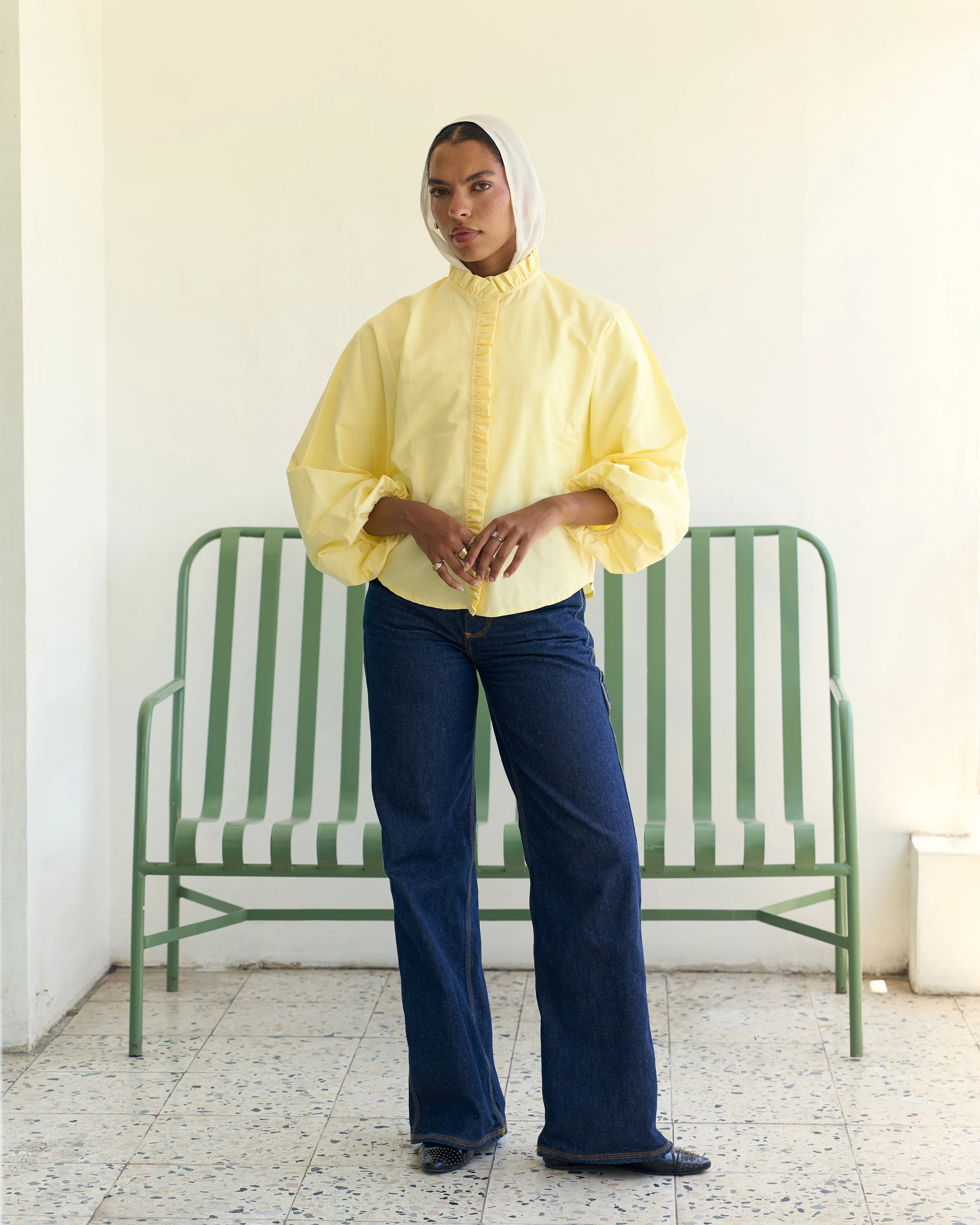 Poplin Puff Sleeve Blouse - Butter Yellow