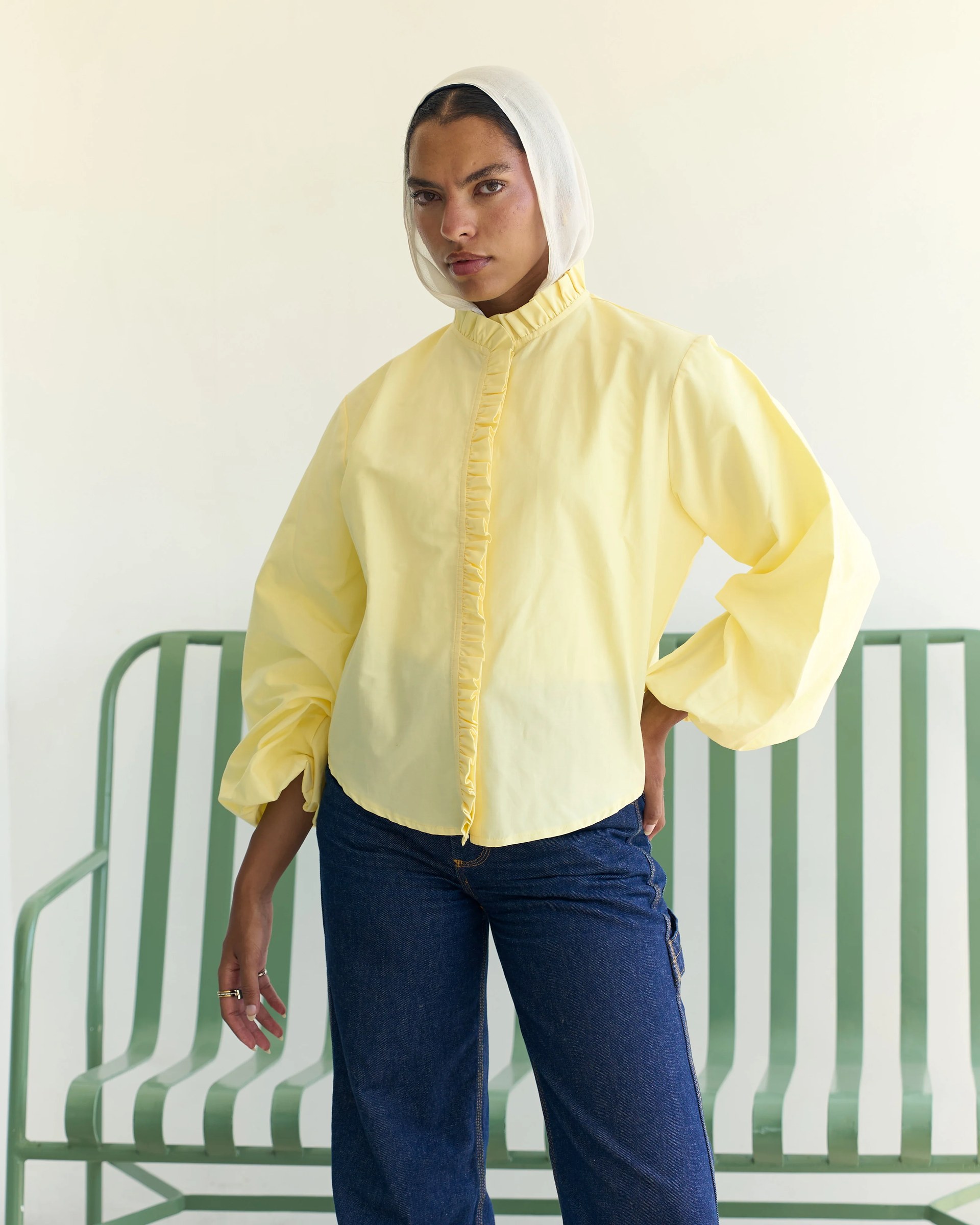 Poplin Puff Sleeve Blouse - Butter Yellow
