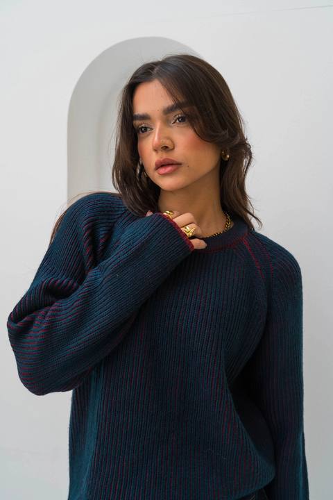 The Hidden Stripe Pullover - Navy