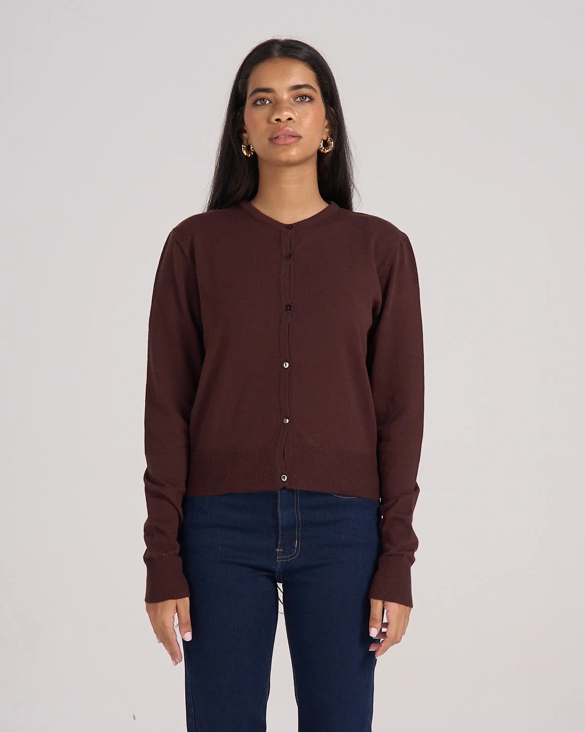 Knitted Cardigan - Chocolate Brown