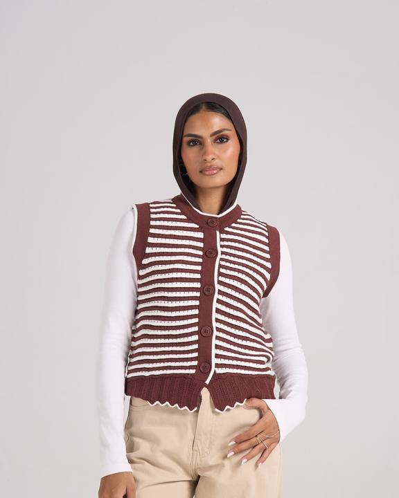⁠Knitted Vest - Brown