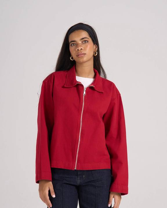 ⁠The Crop It Jacket - Red