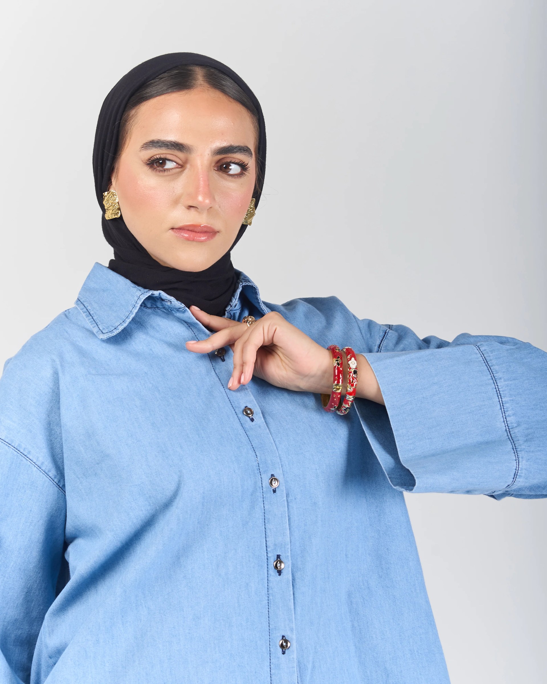 The Boxy Chill Denim Shirt - Light Black